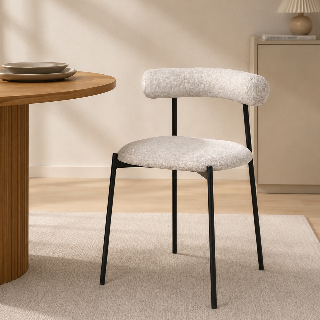 Soren Dining Chair – Beige w Black Leg