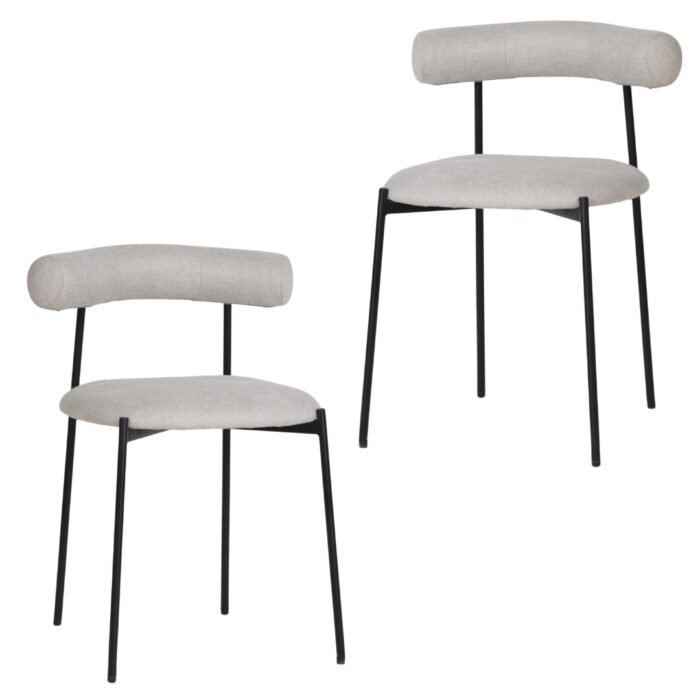 Soren Beige Dining Chair with Black Legs Set of 2