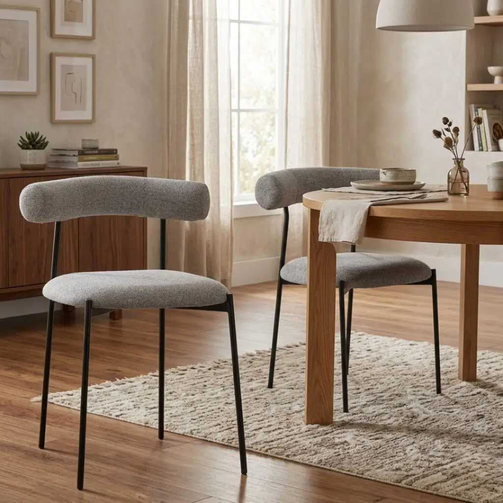 Soren Beige Dining Chair with Black Legs Set of 2
