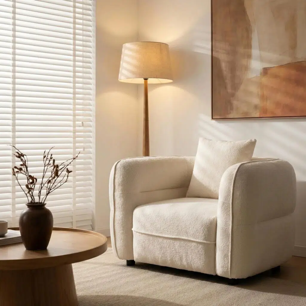 Rhea Armchair modern minimalist cozy upholstered chair