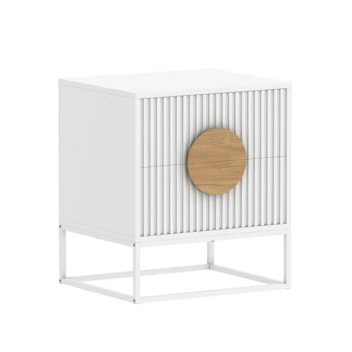 Belmonte Fluted Bedside Table – White