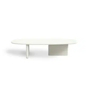 Reva Oval White Coffee Table with MDF Top and Minimalist Base