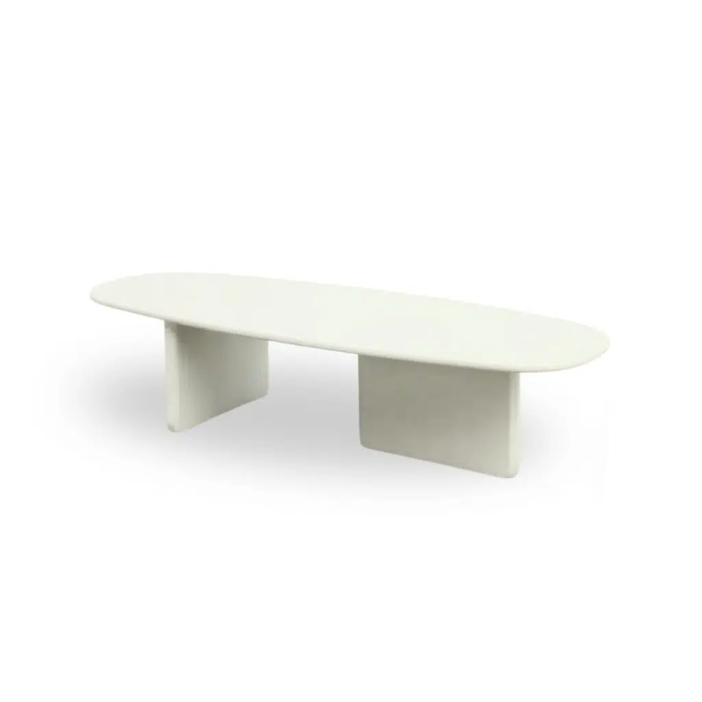 Reva Oval White Coffee Table with MDF Top for Living Room