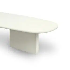 Reva Oval Coffee Table in white with MDF top and minimalist base