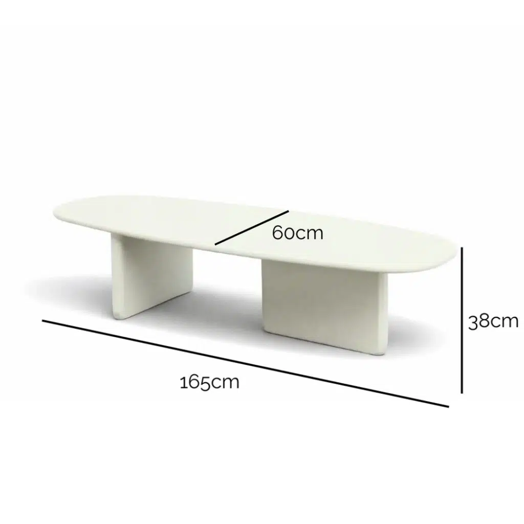 Reva Oval White Coffee Table with MDF Top for Modern Living Rooms