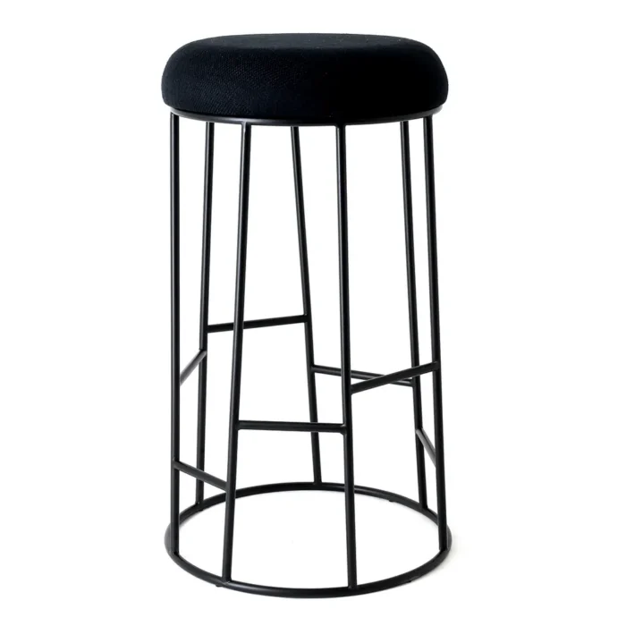 Aiden Black Steel Bar Stool – Black Linen