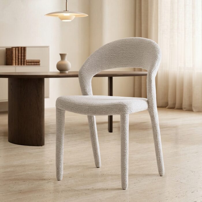 Alin Dining Chair in Oat Fabric for Modern Indoor Spaces