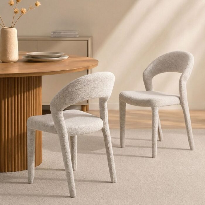 Alin Dining Chair Set of 2 in Oat Fabric for Modern Interiors