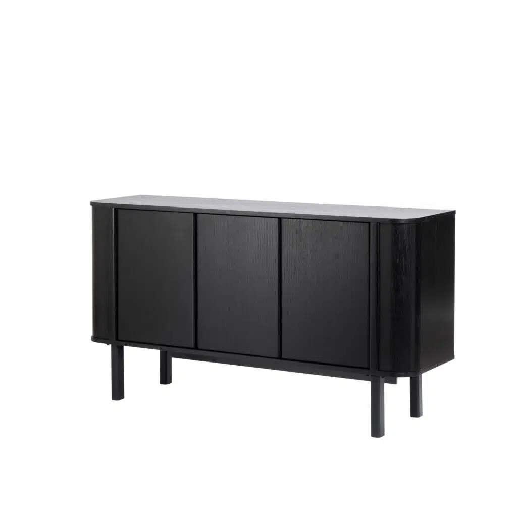 Felix Buffet Unit in black oak veneer with curved edges