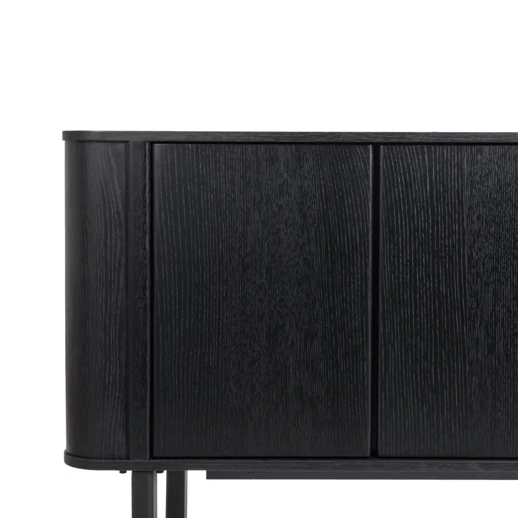 Felix Buffet Unit in black oak veneer with curved edges