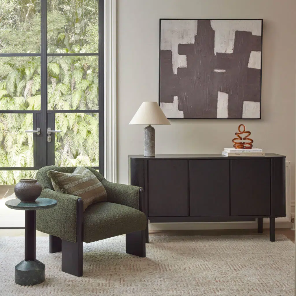 Felix Buffet Unit in black oak veneer with curved edges