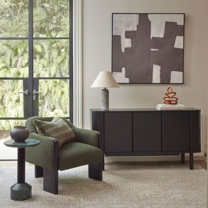 Felix Buffet Unit in black oak veneer with curved edges