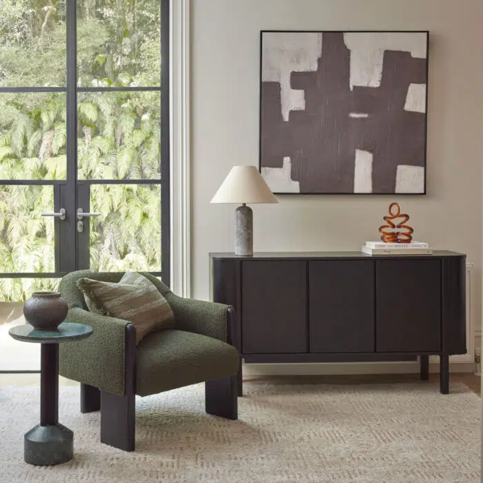 Felix Buffet Unit in black oak veneer with curved edges