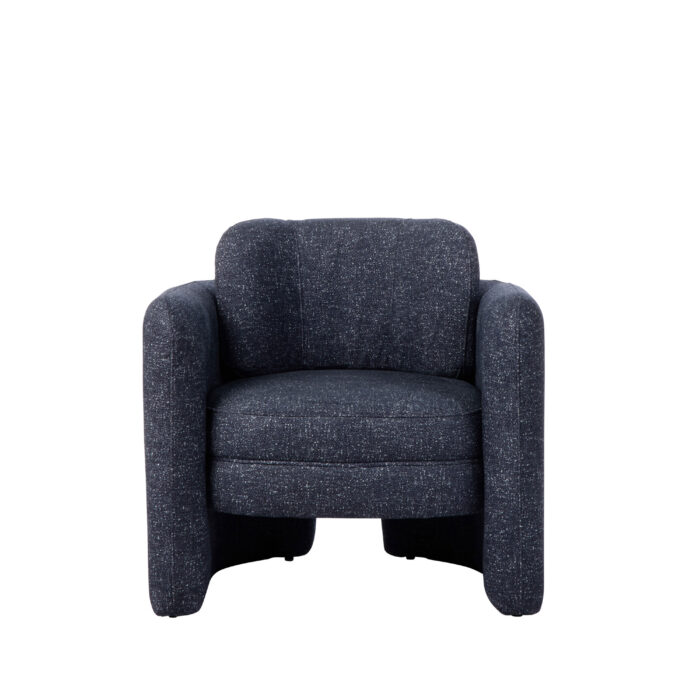 Walter Armchair Navy mid-century modern textured fabric
