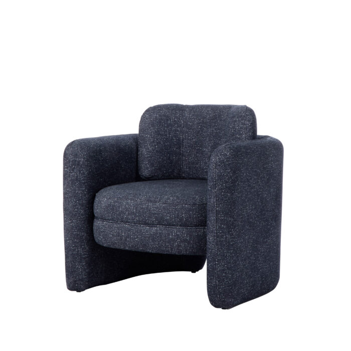 Walter Armchair Navy mid-century modern textured fabric
