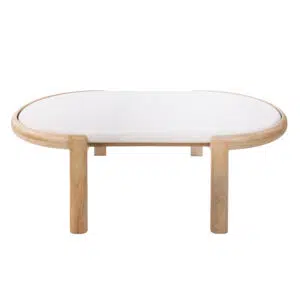 Ashton Coffee Table white marble top natural mango wood base