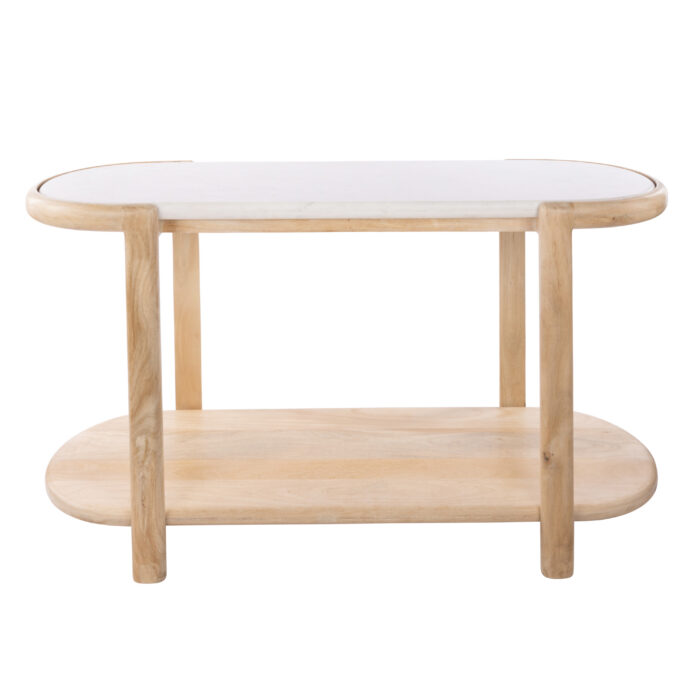 Ashton Console Table White Marble Top Bleached Mango Wood Frame