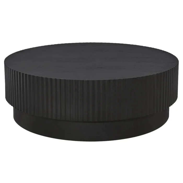 Avery Round Coffee Table in Black with fluted base
