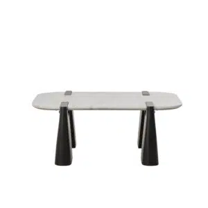 Dray Coffee Table black mango wood legs white marble top