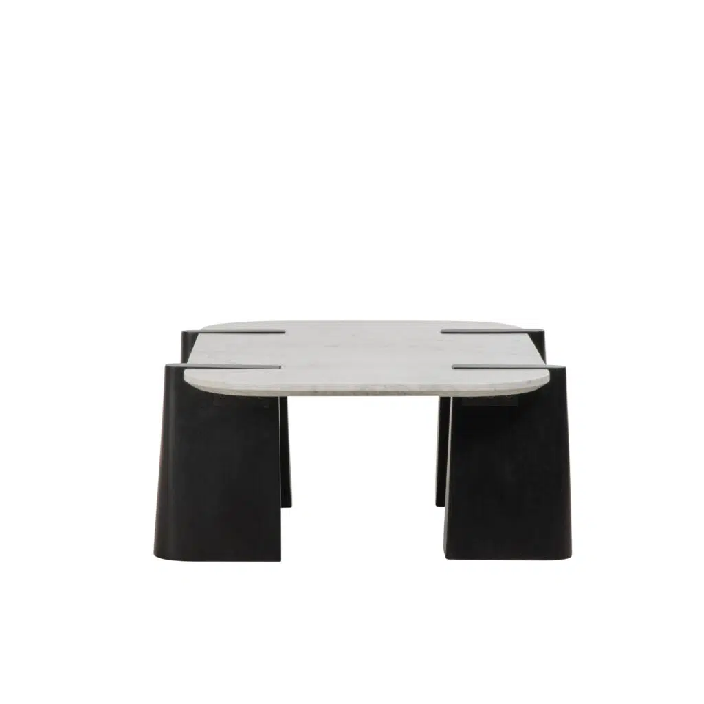Dray Coffee Table black white marble mango wood modern