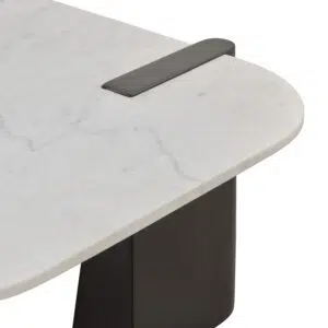 Dray Coffee Table black mango wood legs white marble top