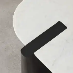 Dray Coffee Table black mango wood legs white marble top