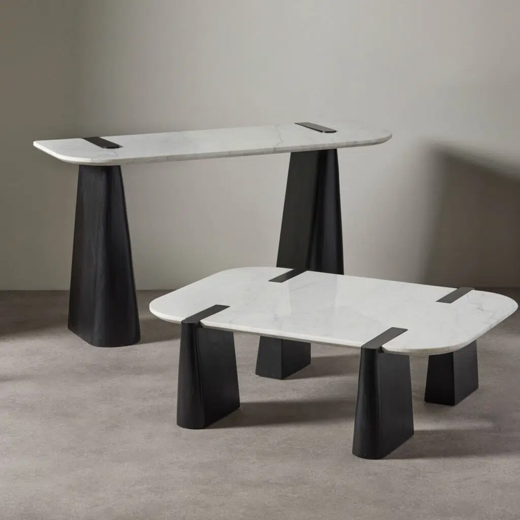 Dray Coffee Table black white marble mango wood modern