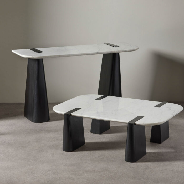 Dray Coffee Table black white marble mango wood modern