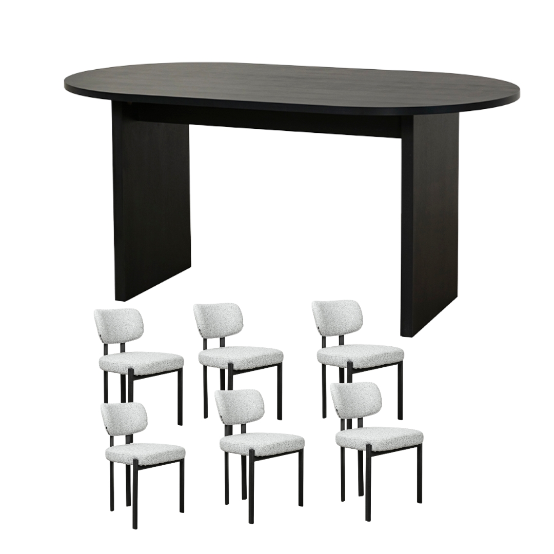 Nova Oval 160cm Dining Set with 6 Felix Dining Chairs