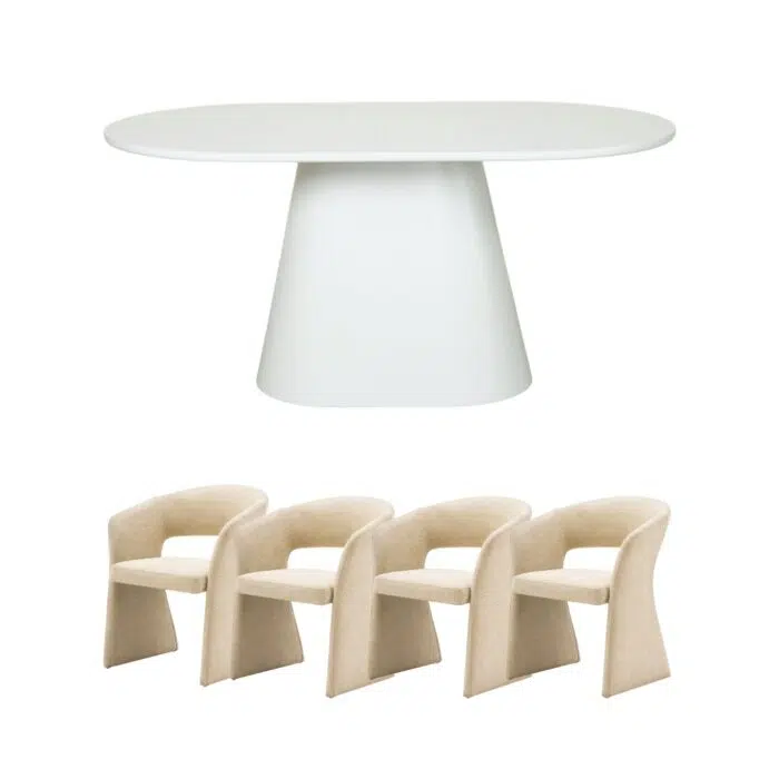 Olen 160cm Oval Dining Set With Nola Dining Chairs
