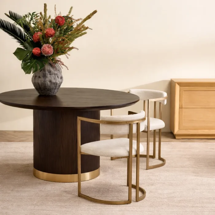 Eli Round Dining Table 1.2m Smoked Oak for Modern Interiors