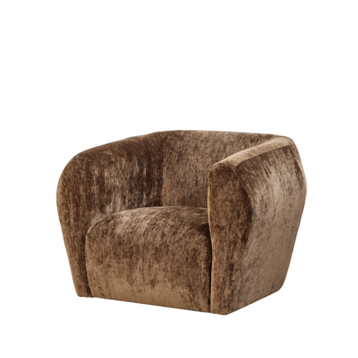 Elio Swivel Armchair in espresso crushed velvet