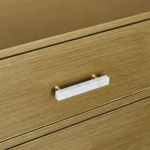 Jill Bedside Table in Antique Gold with Marble Handles