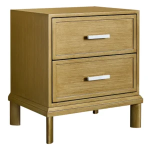 Jill Bedside Table in Antique Gold with Marble Handles
