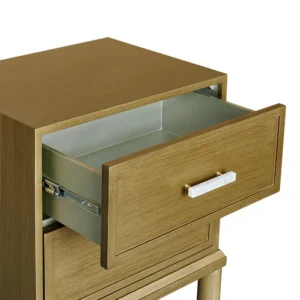 Jill Bedside Table in Antique Gold with Marble Handles