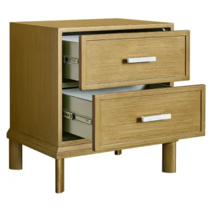 Jill Bedside Table in Antique Gold with Marble Handles