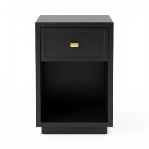 Logan Petite Black Bedside Table with Gold Handle