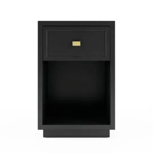 Logan Petite Black Bedside Table with Gold Handle