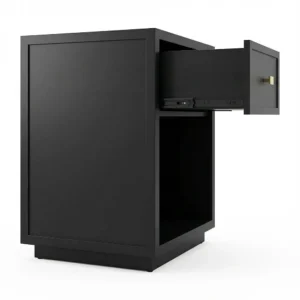 Logan Petite Black Bedside Table with Gold Handle