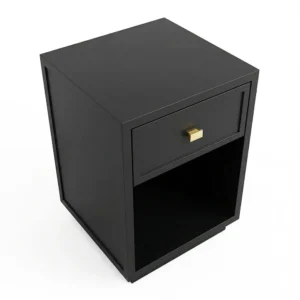 Logan Petite Black Bedside Table with Gold Handle