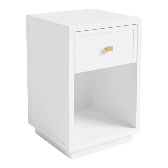 Logan Petite White Bedside Table with Gold Handle