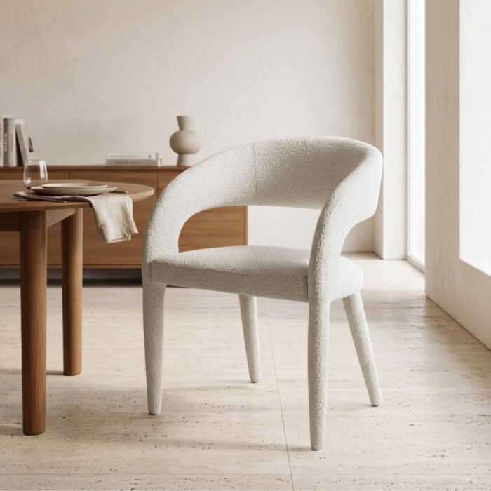 Beige upholstered Lori dining chair for modern interiors