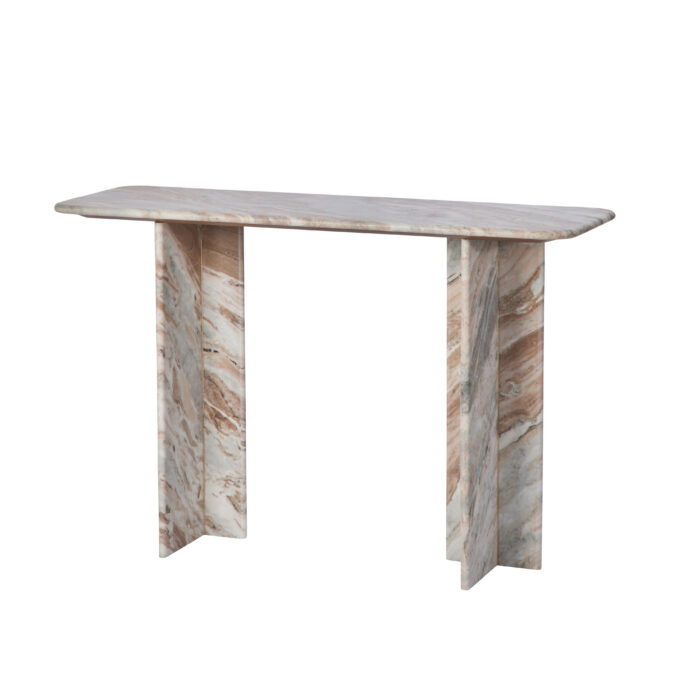 Pink brown white Toronto marble console table with natural veining