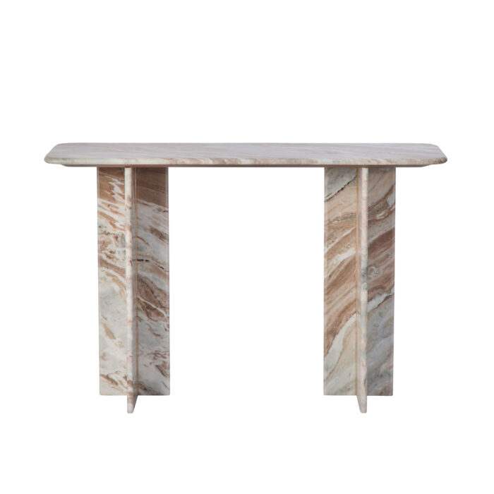 Pink brown white Toronto marble console table with natural veining
