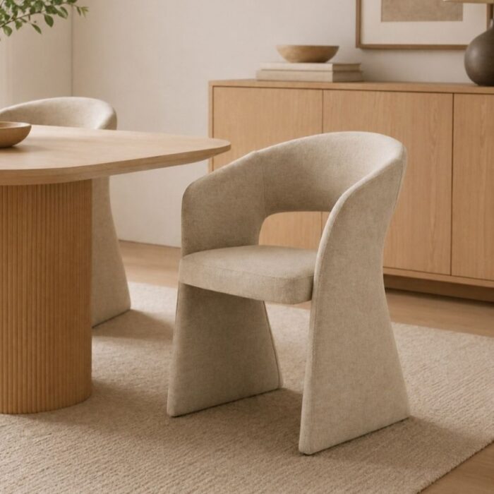 Nola Dining Chair in Sand - Modern Upholstered Seat for Contemporary Dining