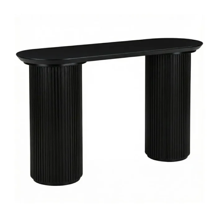Nomad Small Console Table in Black with Fluted Pedestal Base