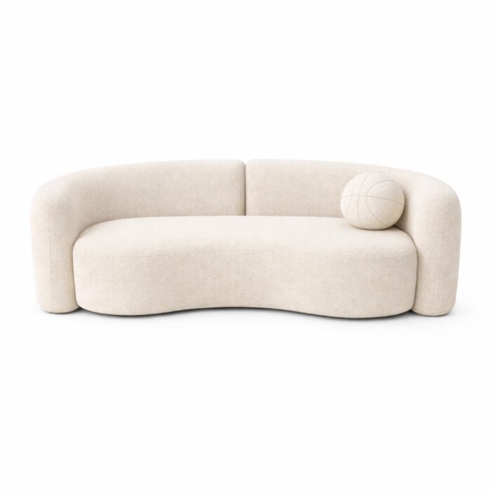 Beige Yara 3-seater sofa with solid wood frame and high-density foam