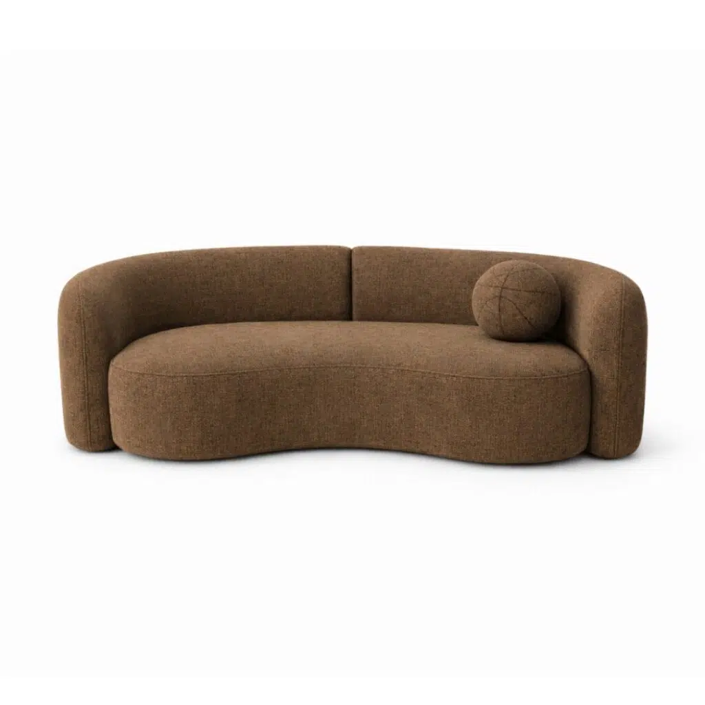 Yara 3-seater brown fabric sofa for modern living rooms
