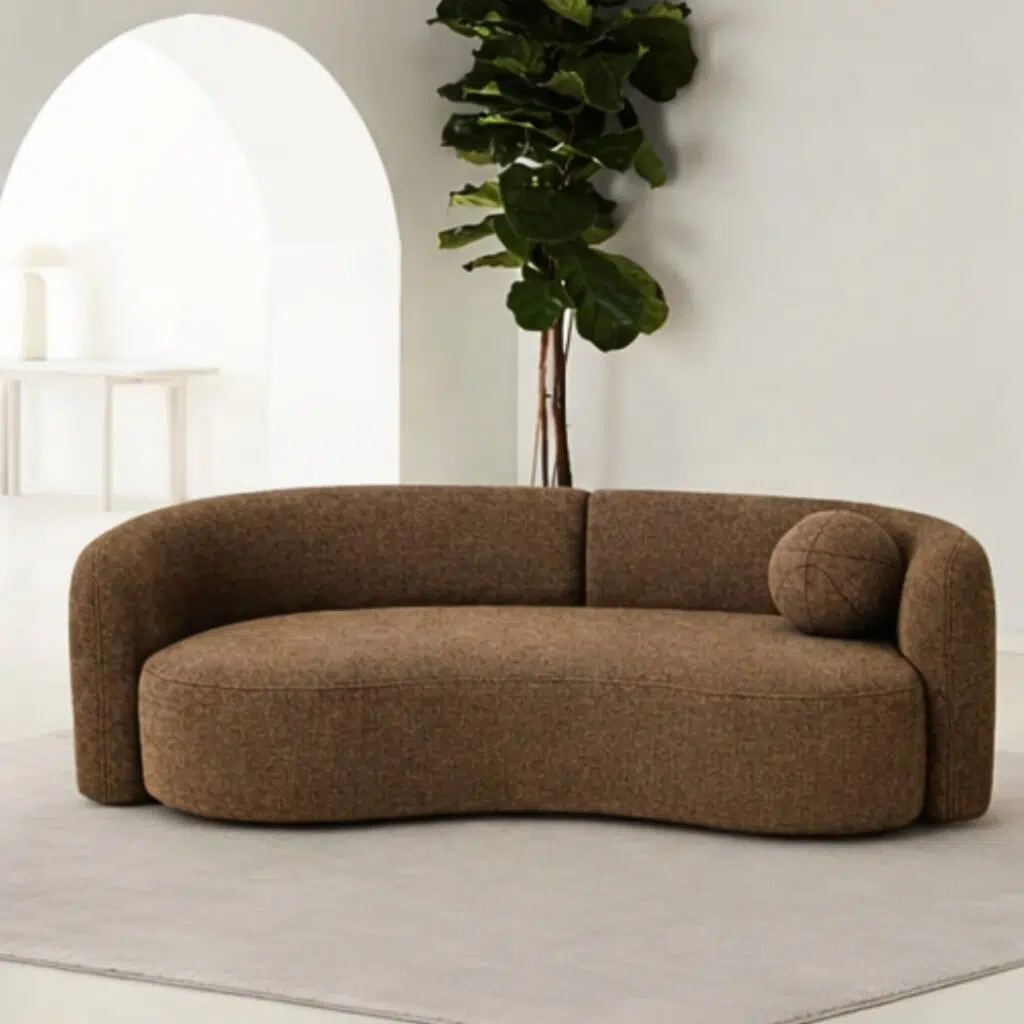 Yara 3-seater brown fabric sofa for modern living rooms