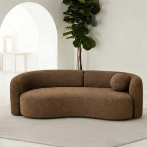 Yara 3-seater brown fabric sofa for modern living rooms